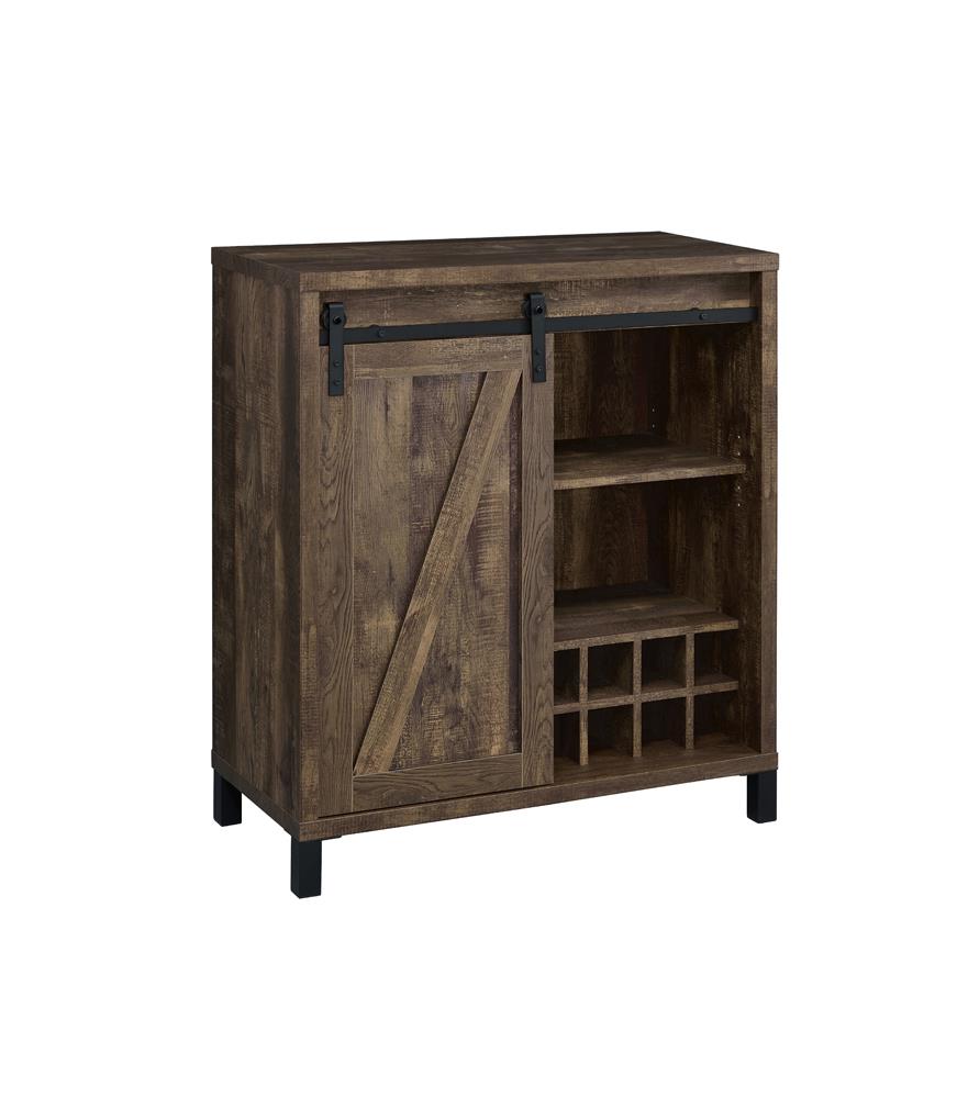 Arlington Rustic Oak Bar Cabinet with Sliding Door - 182852 - Bien Home Furniture & Electronics
