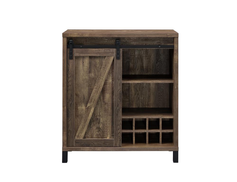 Arlington Rustic Oak Bar Cabinet with Sliding Door - 182852 - Bien Home Furniture & Electronics