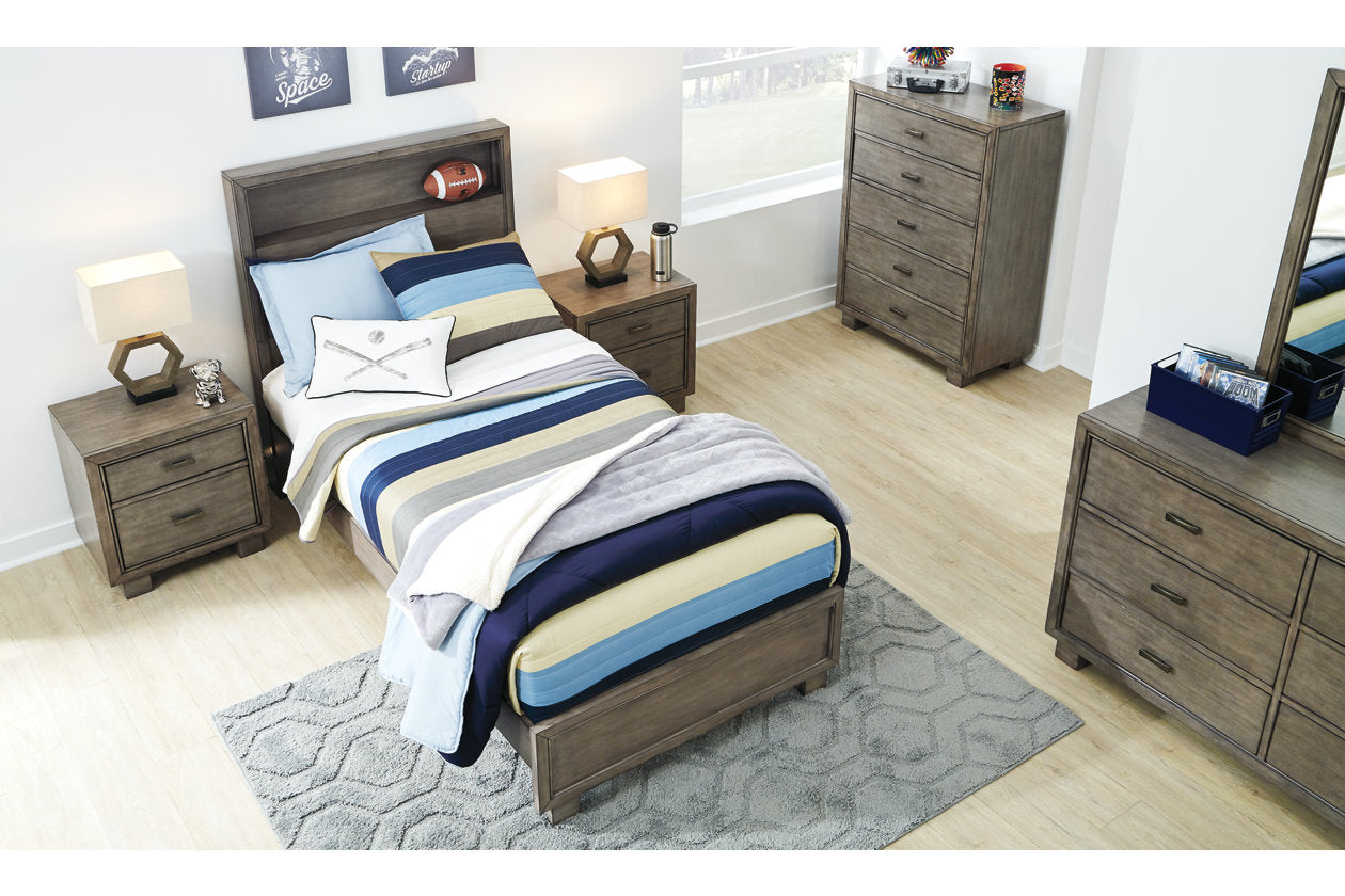 Arnett Gray Twin Bookcase Bed - SET | B552-53 | B552-83 - Bien Home Furniture &amp; Electronics