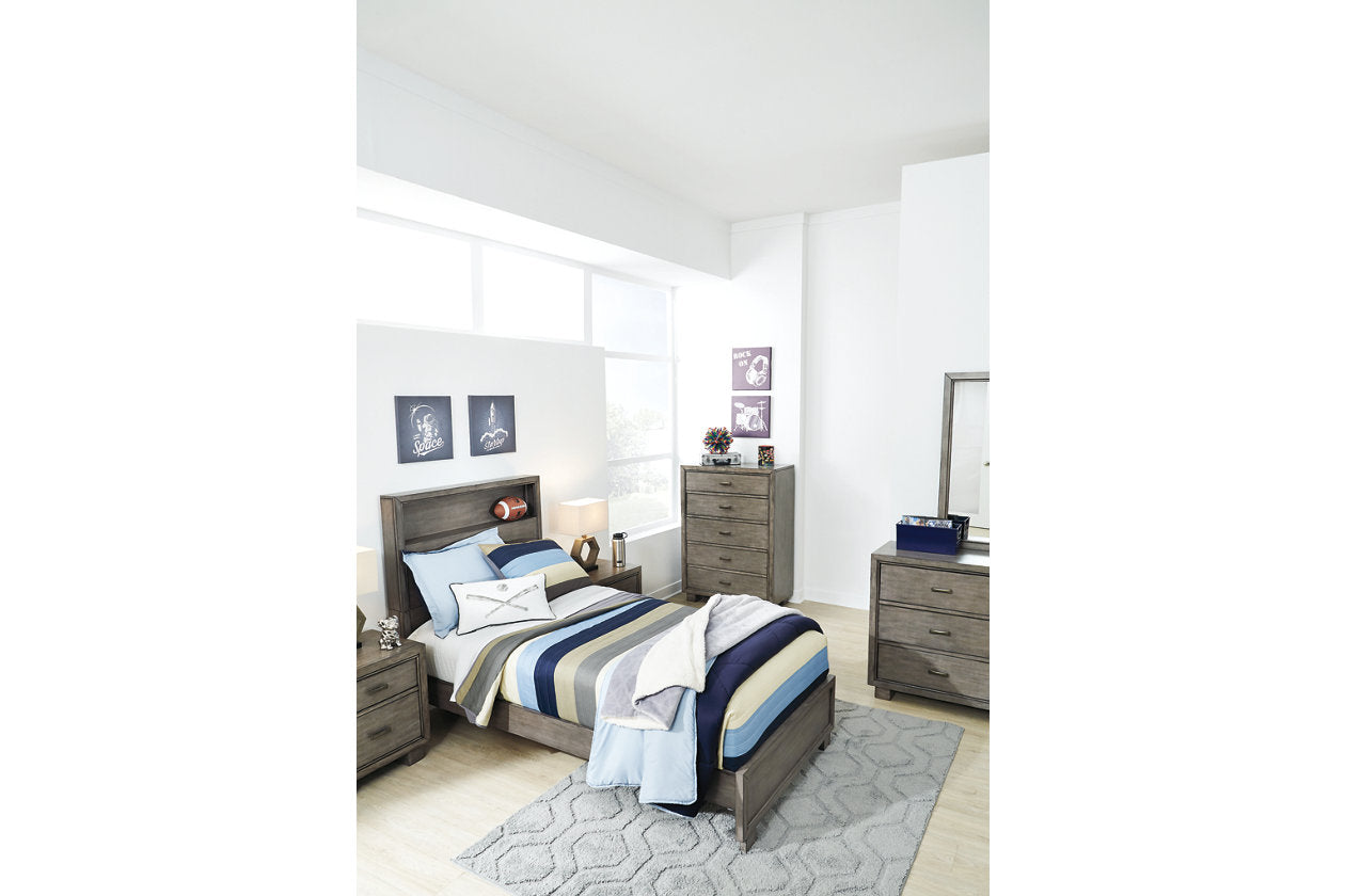 Arnett Gray Twin Bookcase Bed - SET | B552-53 | B552-83 - Bien Home Furniture &amp; Electronics