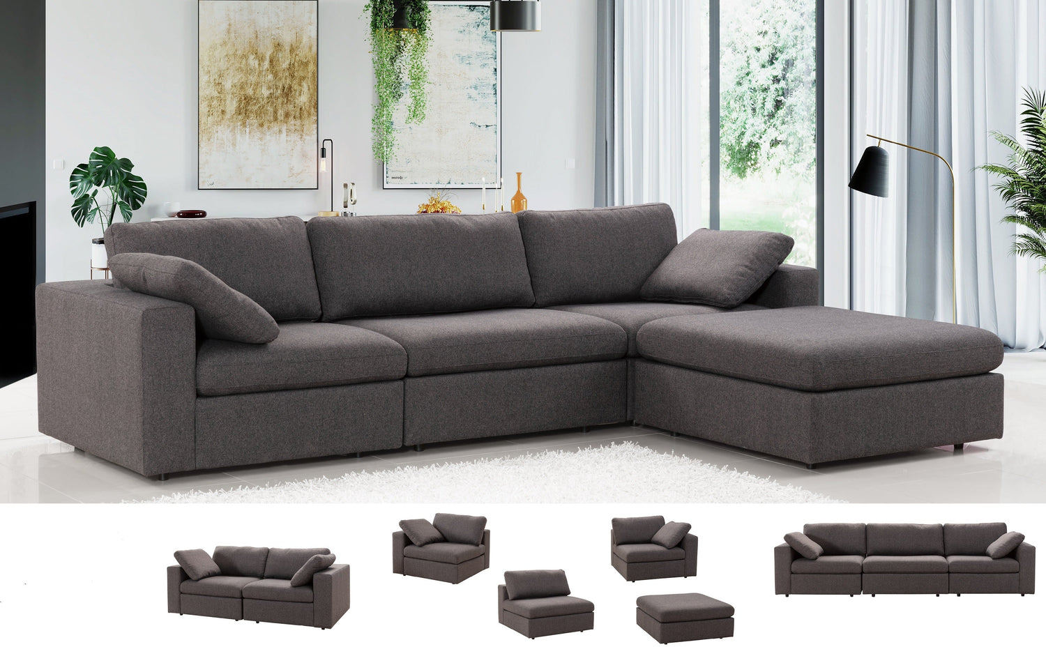 Arny Smoke Ottoman - ARNYSMOKE-OTT - Bien Home Furniture & Electronics