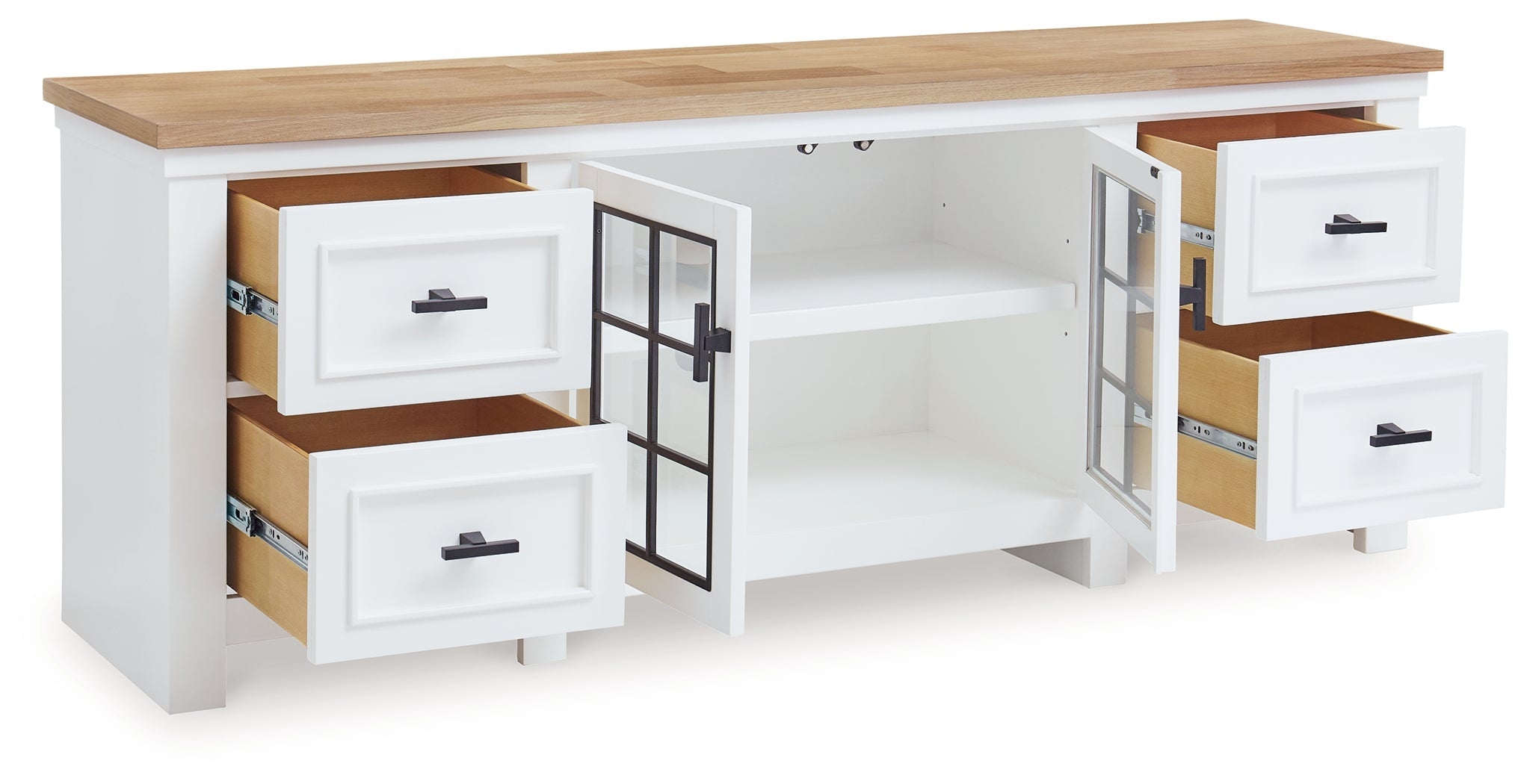 Ashbryn White/Natural 74" TV Stand - W844-68 - Bien Home Furniture & Electronics