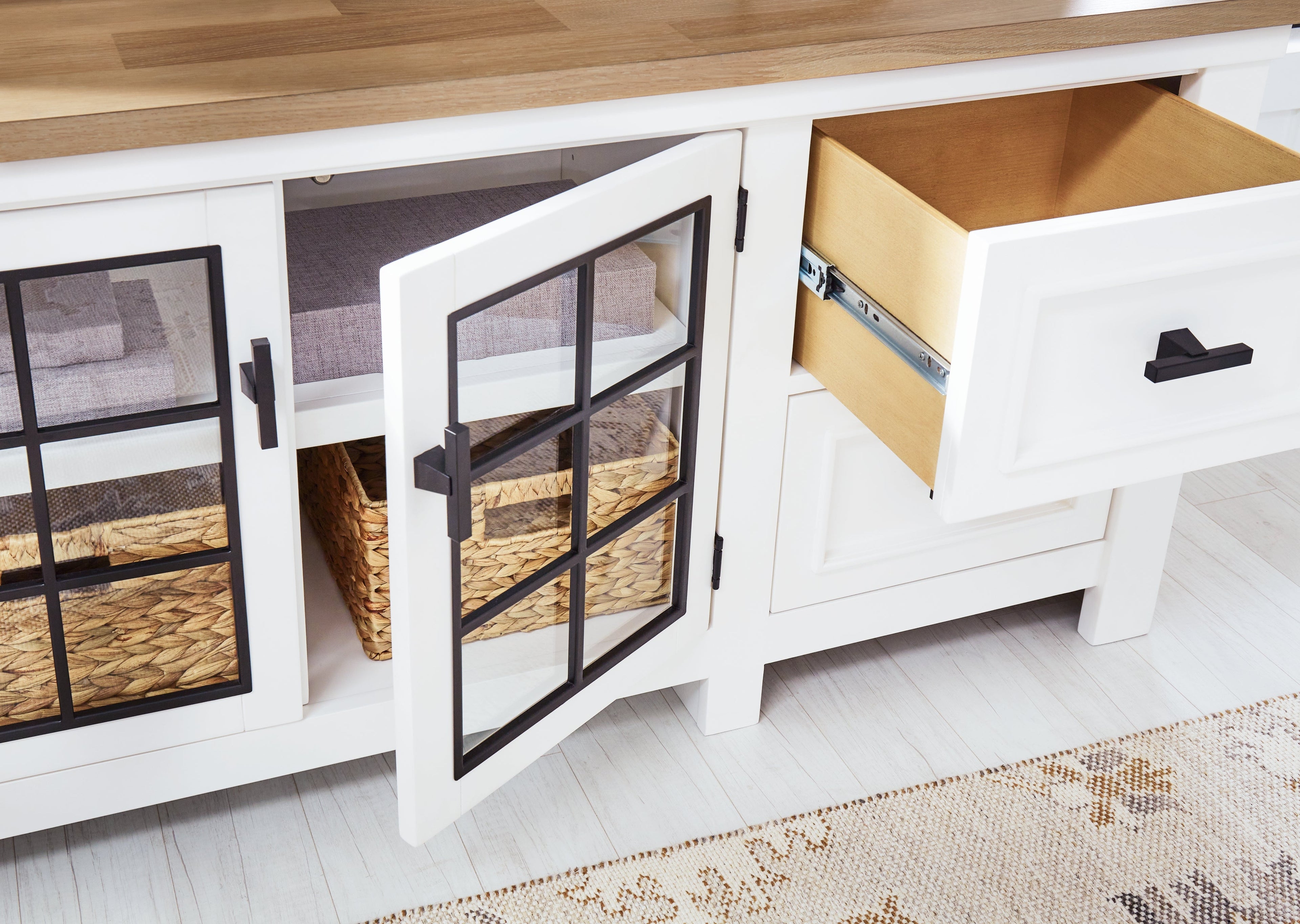 Ashbryn White/Natural 74" TV Stand - W844-68 - Bien Home Furniture & Electronics