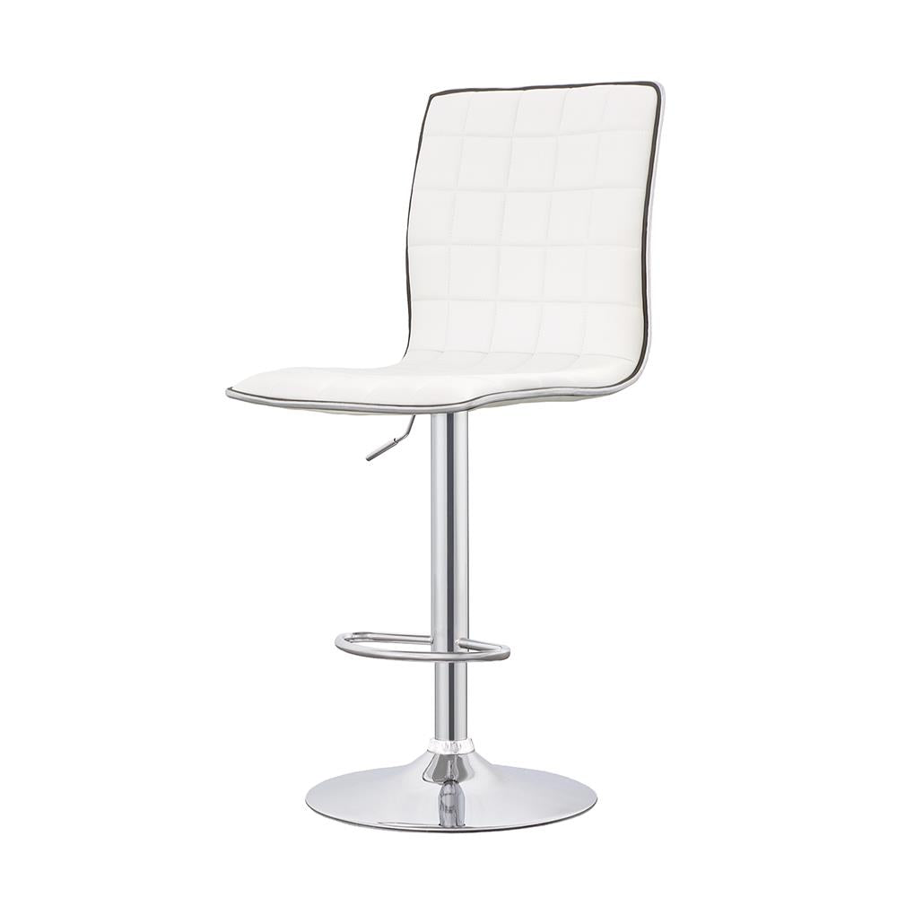 Ashbury White/Chrome Upholstered Adjustable Bar Stools, Set of 2 - 122089 - Bien Home Furniture & Electronics