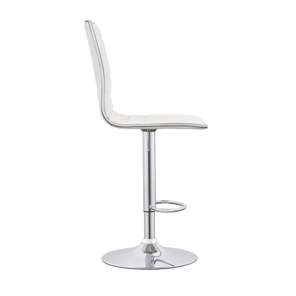 Ashbury White/Chrome Upholstered Adjustable Bar Stools, Set of 2 - 122089 - Bien Home Furniture & Electronics