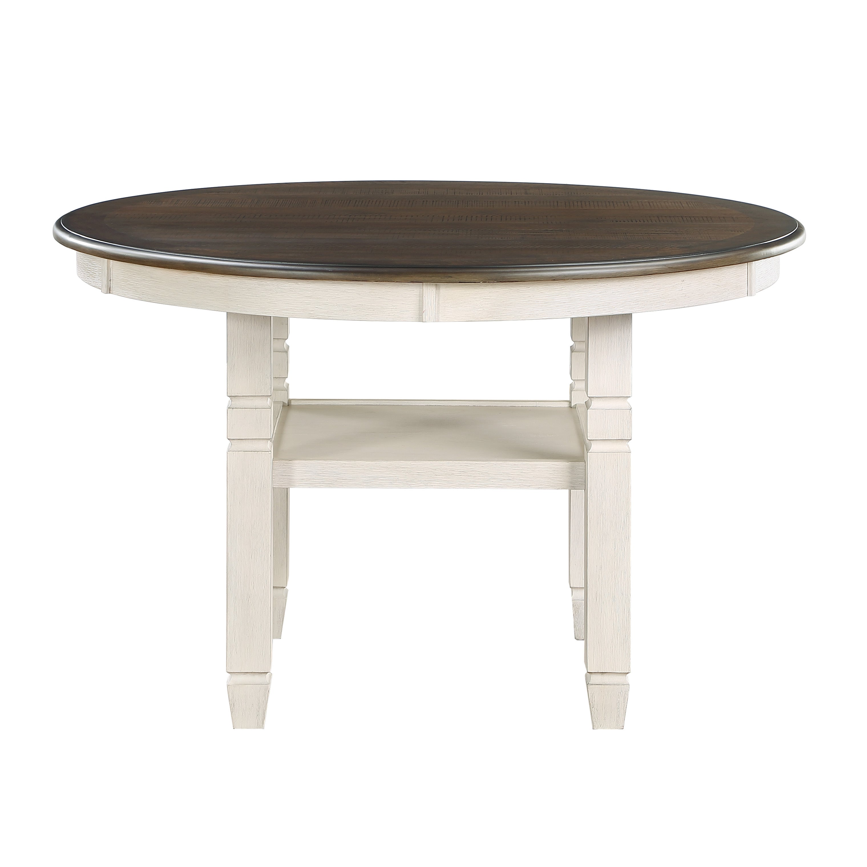 Asher Antique White/Brown Round Dining Table - 5800WH-48RD - Bien Home Furniture & Electronics