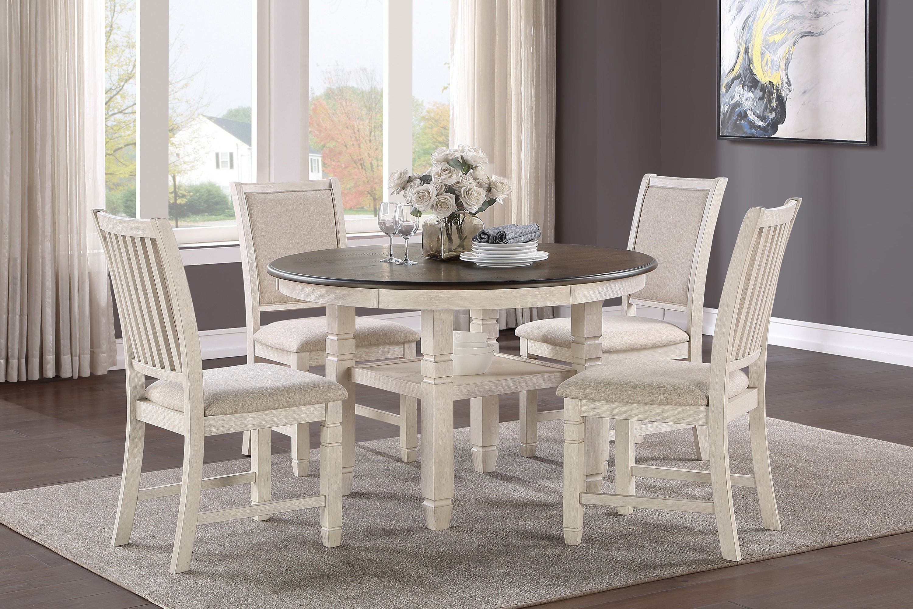 Asher Antique White Side Chair, Set of 2 - 5800WHS - Bien Home Furniture & Electronics
