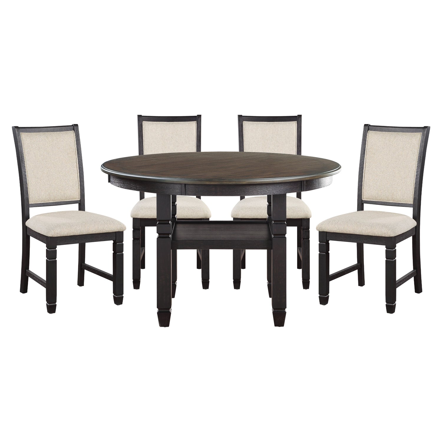Asher Black/Brown Round 5-Piece Dining Room Set - SET | 5800BK-48RD | 5800BKS(2) - Bien Home Furniture & Electronics