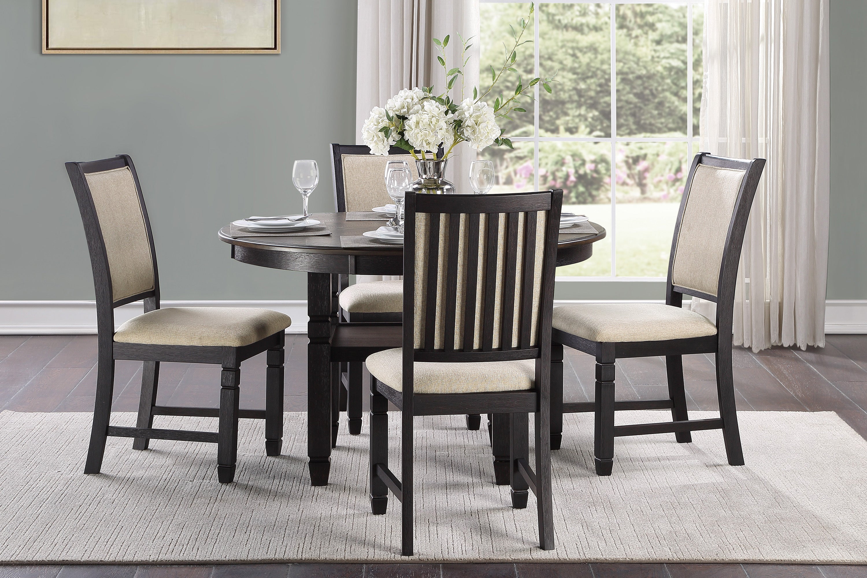 Asher Black/Brown Round Dining Table - 5800BK-48RD - Bien Home Furniture & Electronics