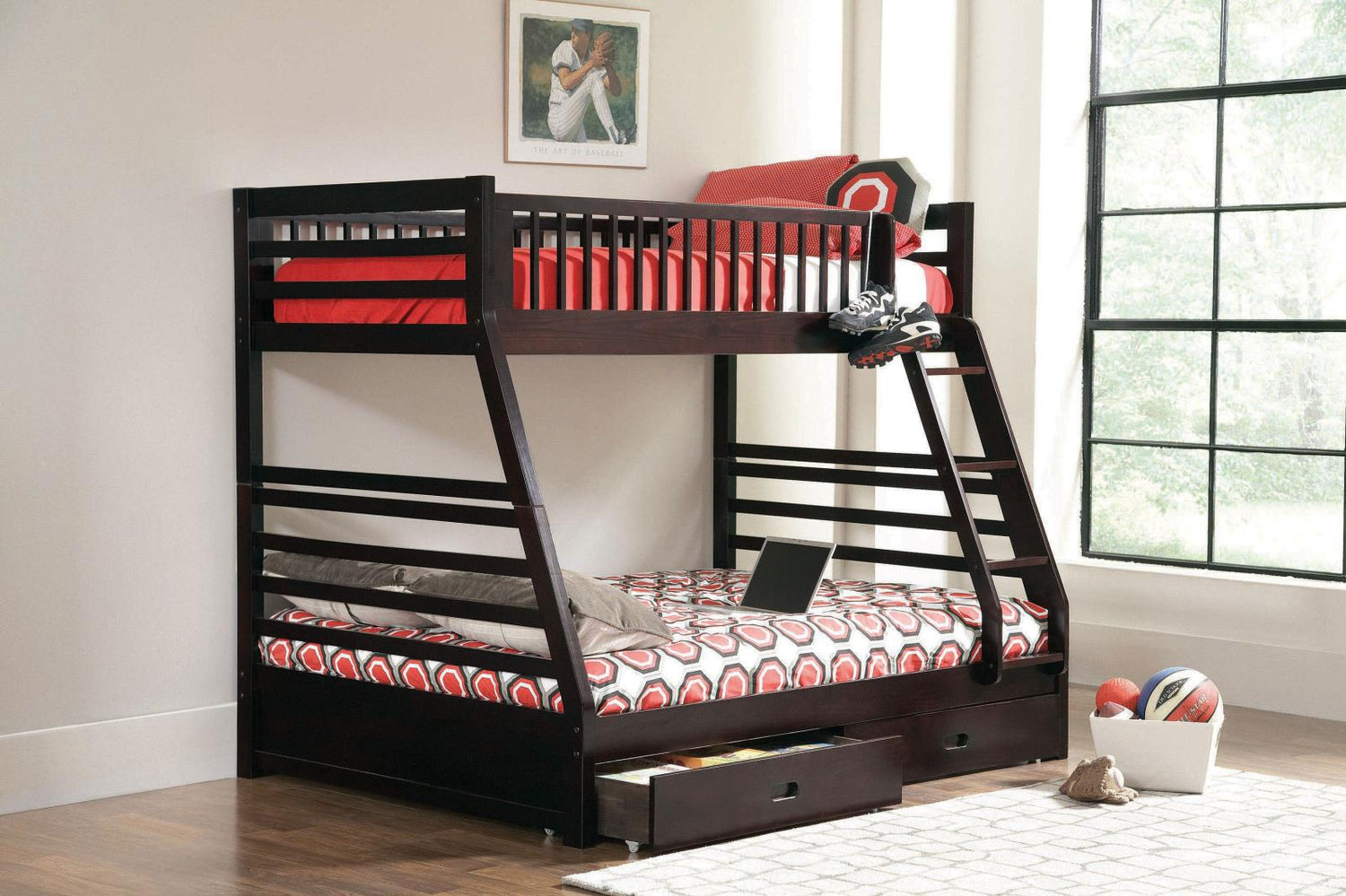 Ashton Cappuccino Twin over Full 2-Drawer Bunk Bed - 460184 - Bien Home Furniture & Electronics