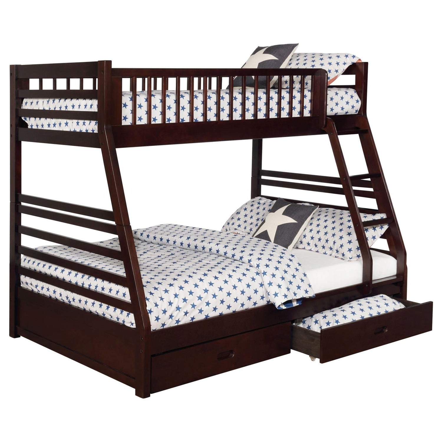 Ashton Cappuccino Twin over Full 2-Drawer Bunk Bed - 460184 - Bien Home Furniture & Electronics