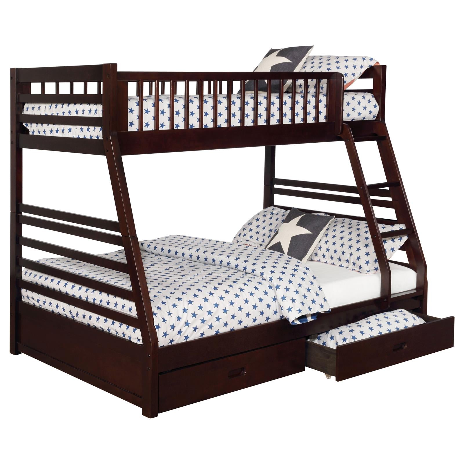 Ashton Cappuccino Twin over Full 2-Drawer Bunk Bed - 460184 - Bien Home Furniture & Electronics