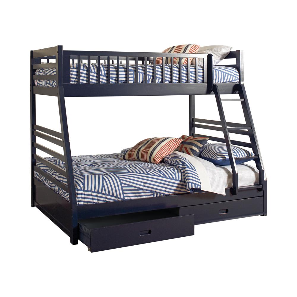 Ashton Navy Blue Twin over Full 2-Drawer Bunk Bed - 460181 - Bien Home Furniture & Electronics