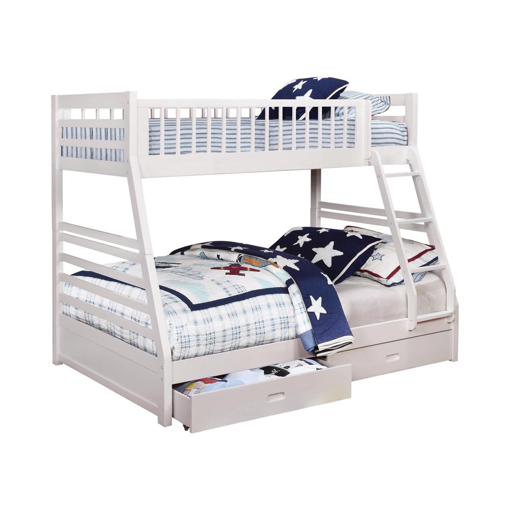 Ashton White Twin over Full 2-Drawer Bunk Bed - 460180 - Bien Home Furniture & Electronics