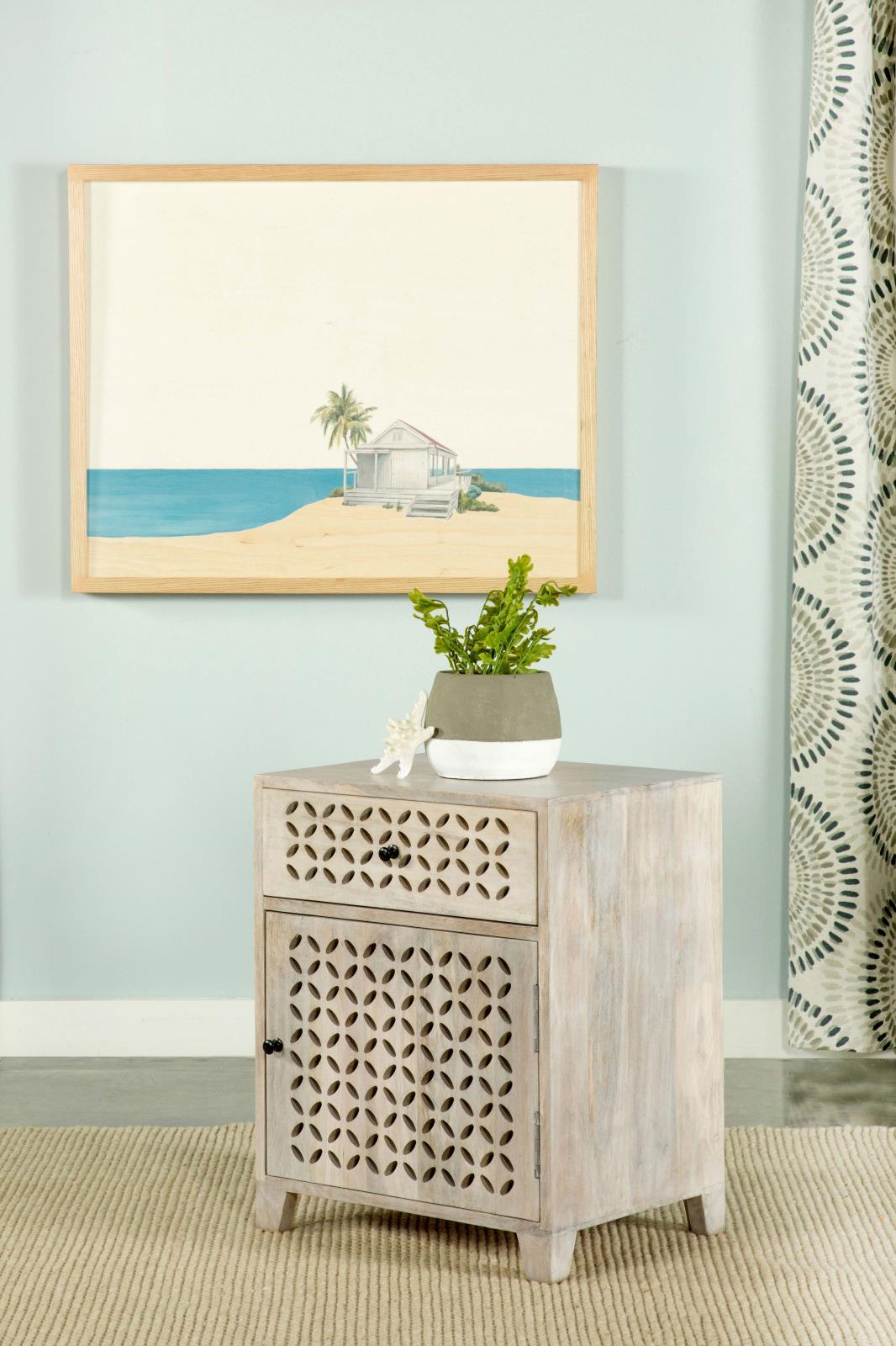 August White Washed 1-Door Accent Cabinet - 953569 - Bien Home Furniture & Electronics