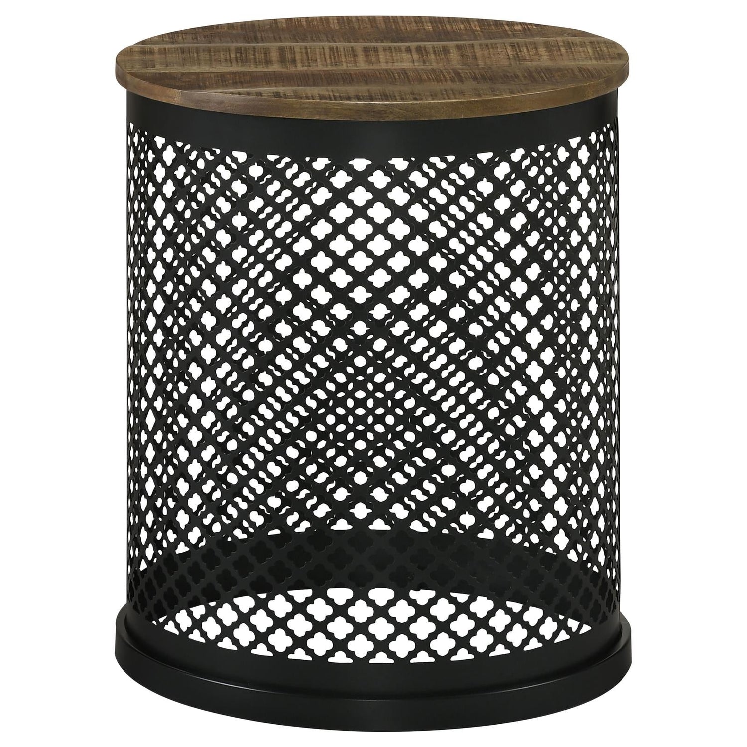 Aurora Natural/Black Round Accent Table with Drum Base - 935990 - Bien Home Furniture & Electronics