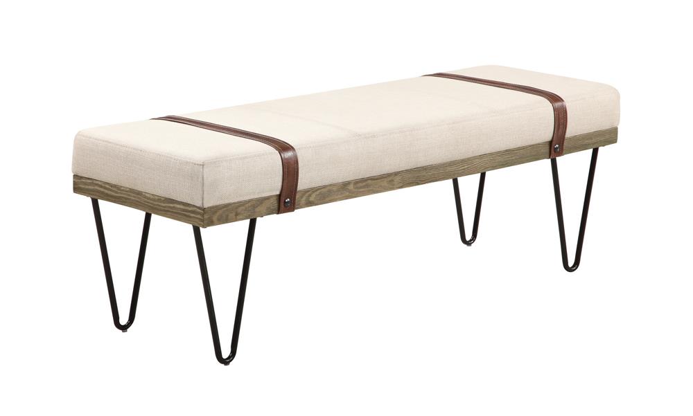 Austin Beige/Black Upholstered Bench - 910258 - Bien Home Furniture &amp; Electronics