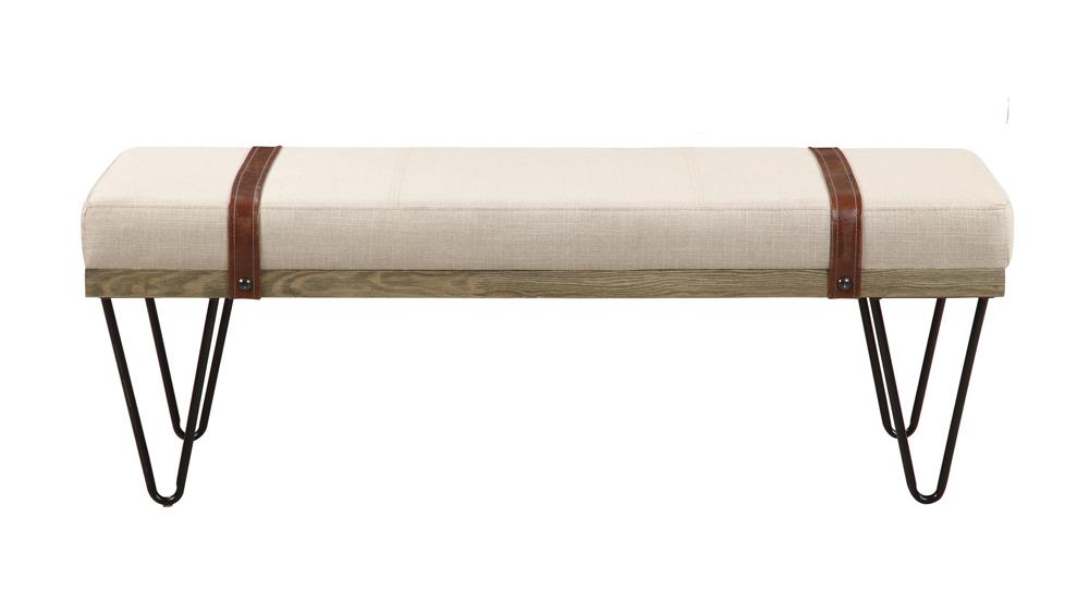 Austin Beige/Black Upholstered Bench - 910258 - Bien Home Furniture &amp; Electronics