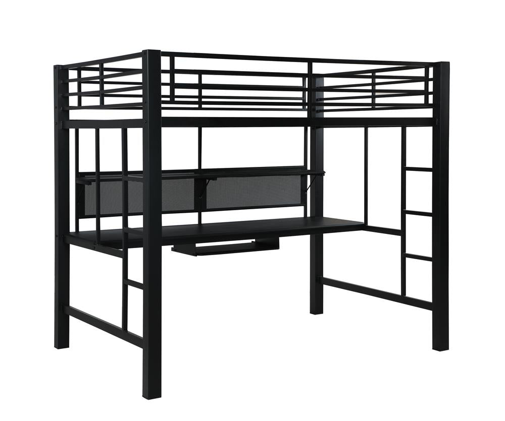 Avalon Full Workstation Loft Bed Black - 460023 - Bien Home Furniture & Electronics