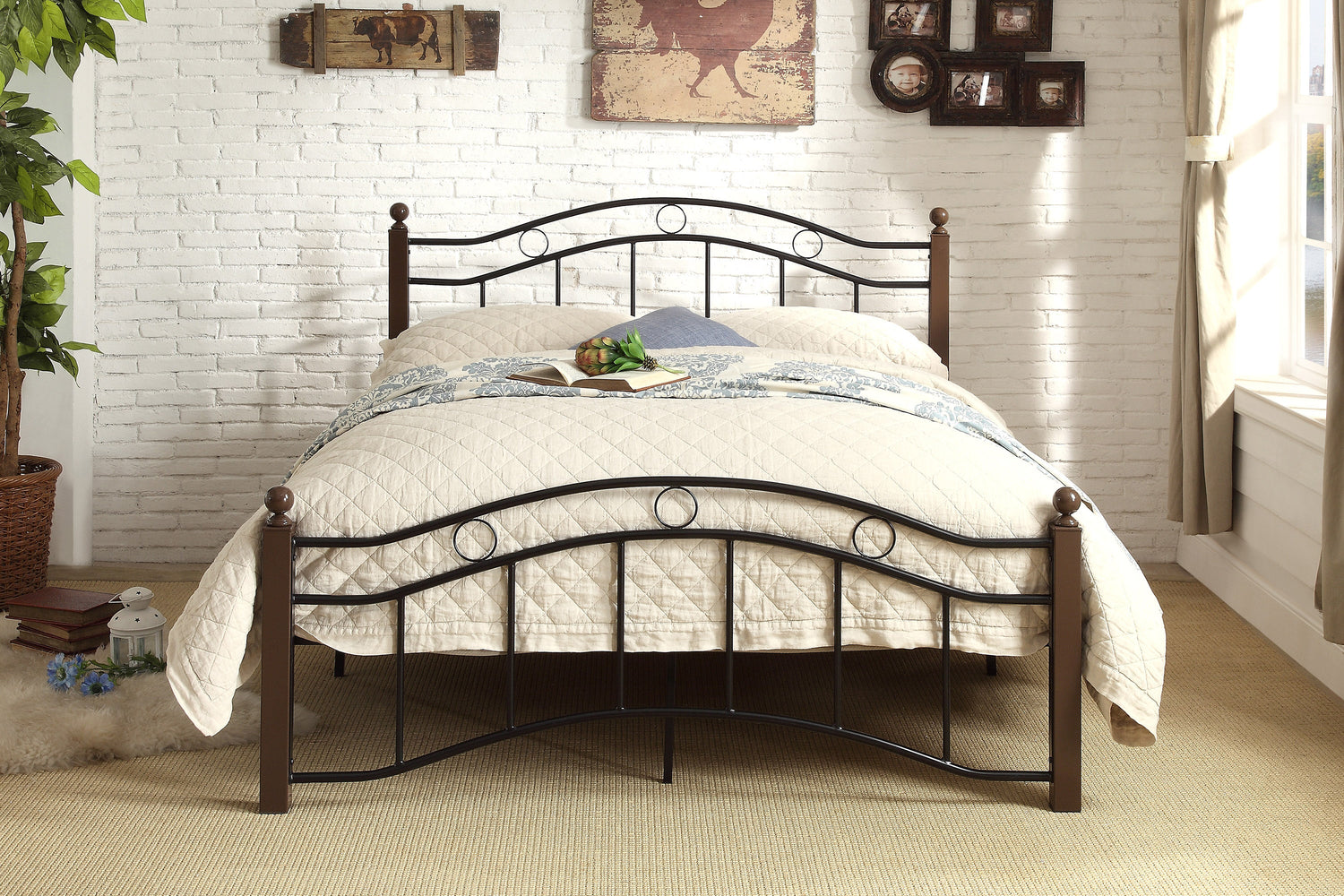 Averny Black/Brown Full Metal Platfom Bed - 2020FBK-1 - Bien Home Furniture & Electronics