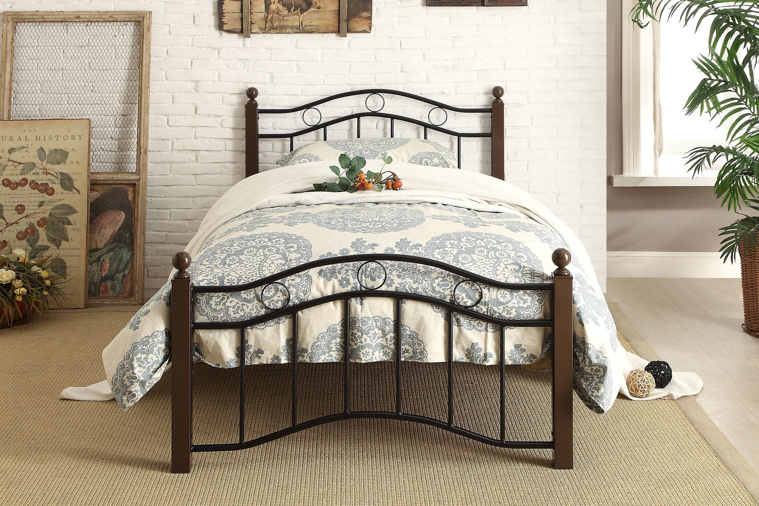 Averny Black/Brown Twin Metal Platfom Bed - 2020TBK-1 - Bien Home Furniture & Electronics