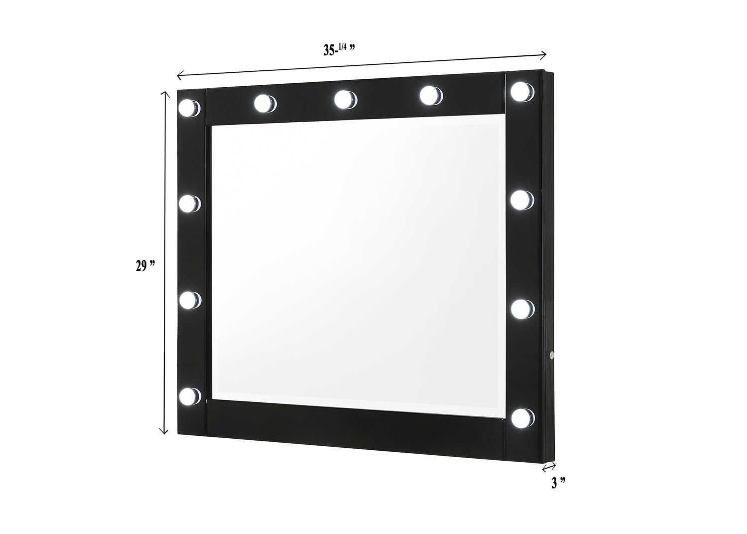 Avery Black Makeup Vanity Set with Lighted Mirror - SET | B4850BK-91-TOP | B4850BK-91-BASE | B4850BK-91-11 - Bien Home Furniture & Electronics