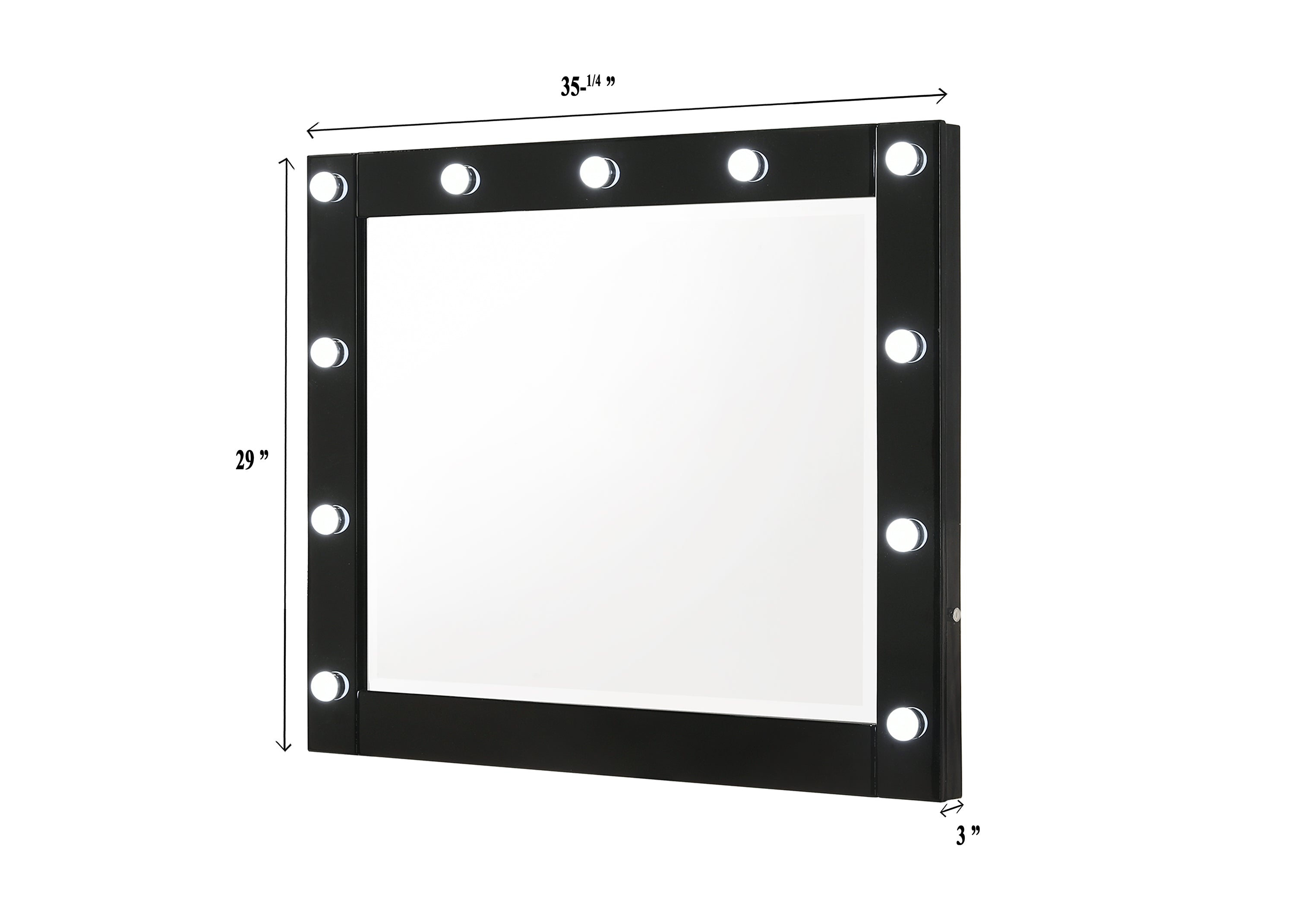 Avery Black Makeup Vanity Set with Lighted Mirror - SET | B4850BK-91-TOP | B4850BK-91-BASE | B4850BK-91-11 - Bien Home Furniture & Electronics