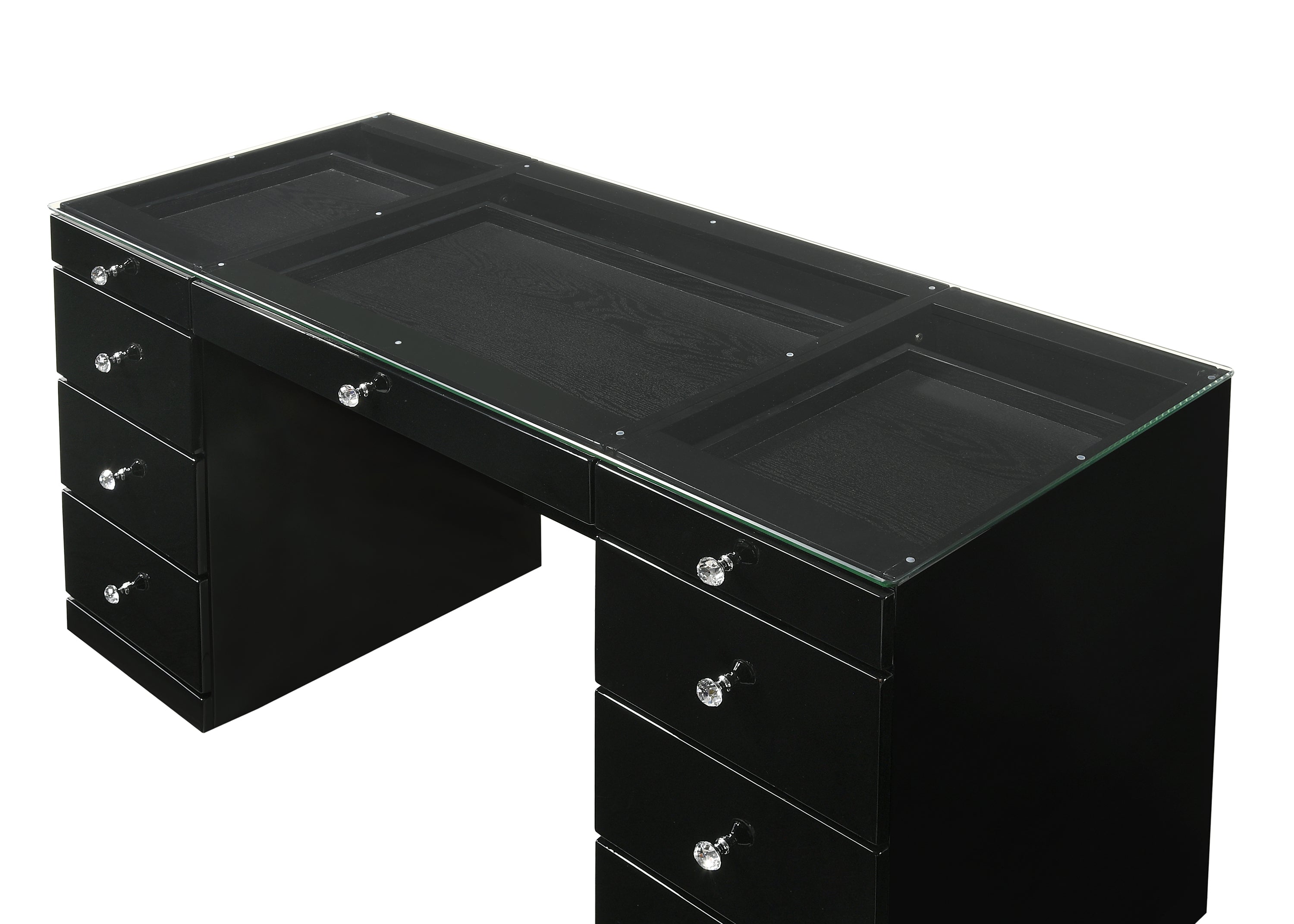 Avery Black Makeup Vanity Set with Lighted Mirror - SET | B4850BK-91-TOP | B4850BK-91-BASE | B4850BK-91-11 - Bien Home Furniture & Electronics