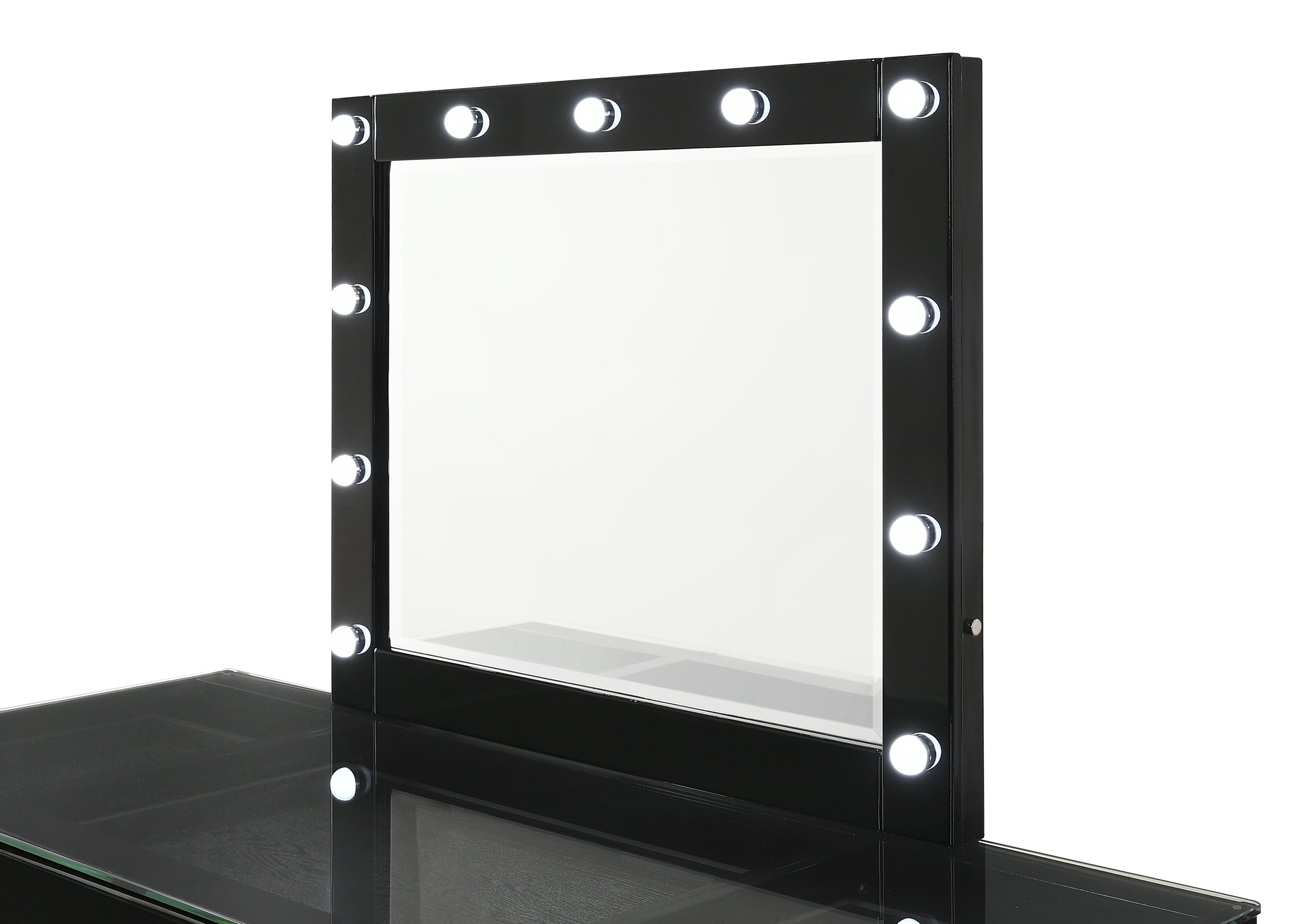 Avery Black Makeup Vanity Set with Lighted Mirror - SET | B4850BK-91-TOP | B4850BK-91-BASE | B4850BK-91-11 - Bien Home Furniture &amp; Electronics