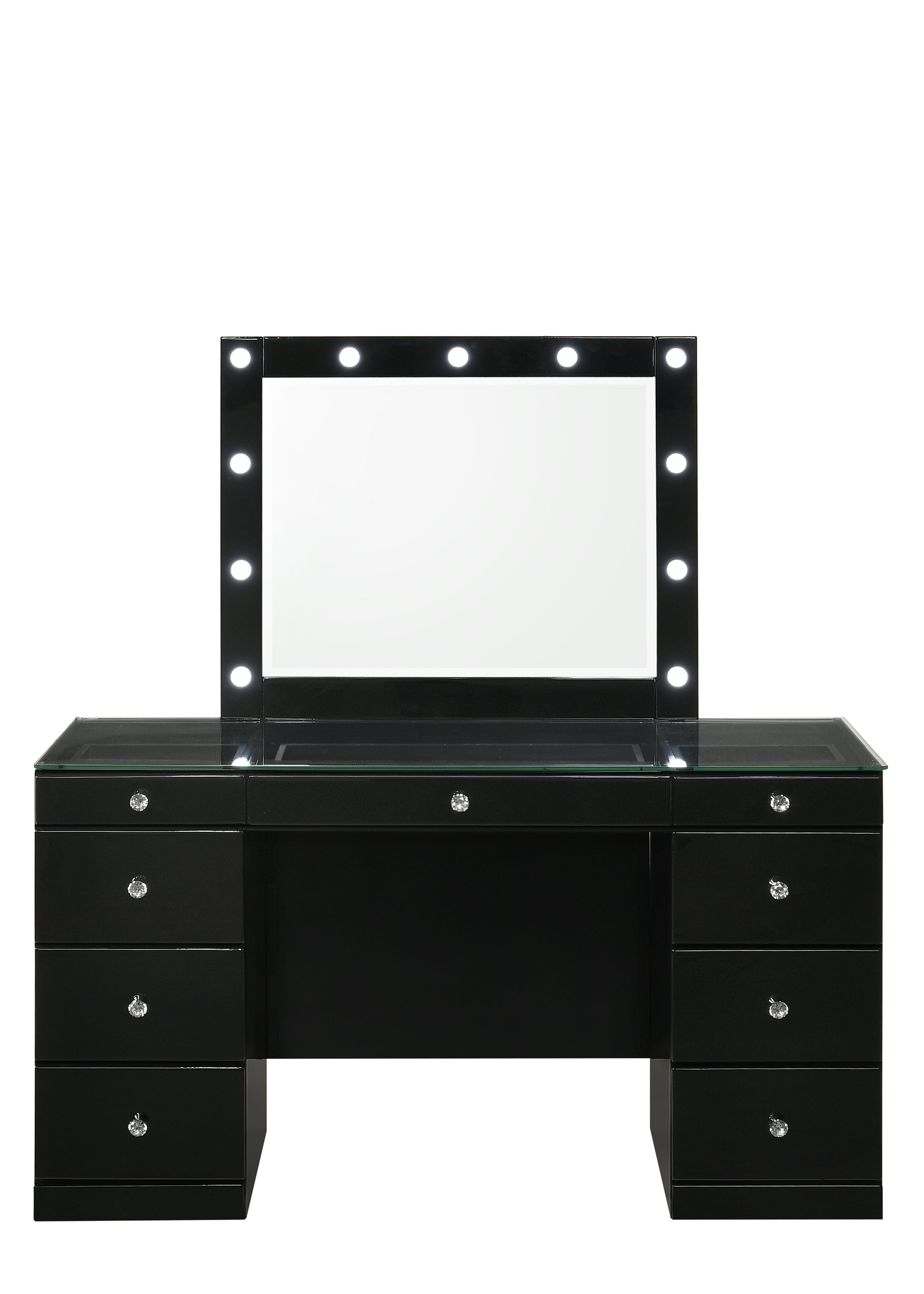 Avery Black Makeup Vanity Set with Lighted Mirror - SET | B4850BK-91-TOP | B4850BK-91-BASE | B4850BK-91-11 - Bien Home Furniture &amp; Electronics