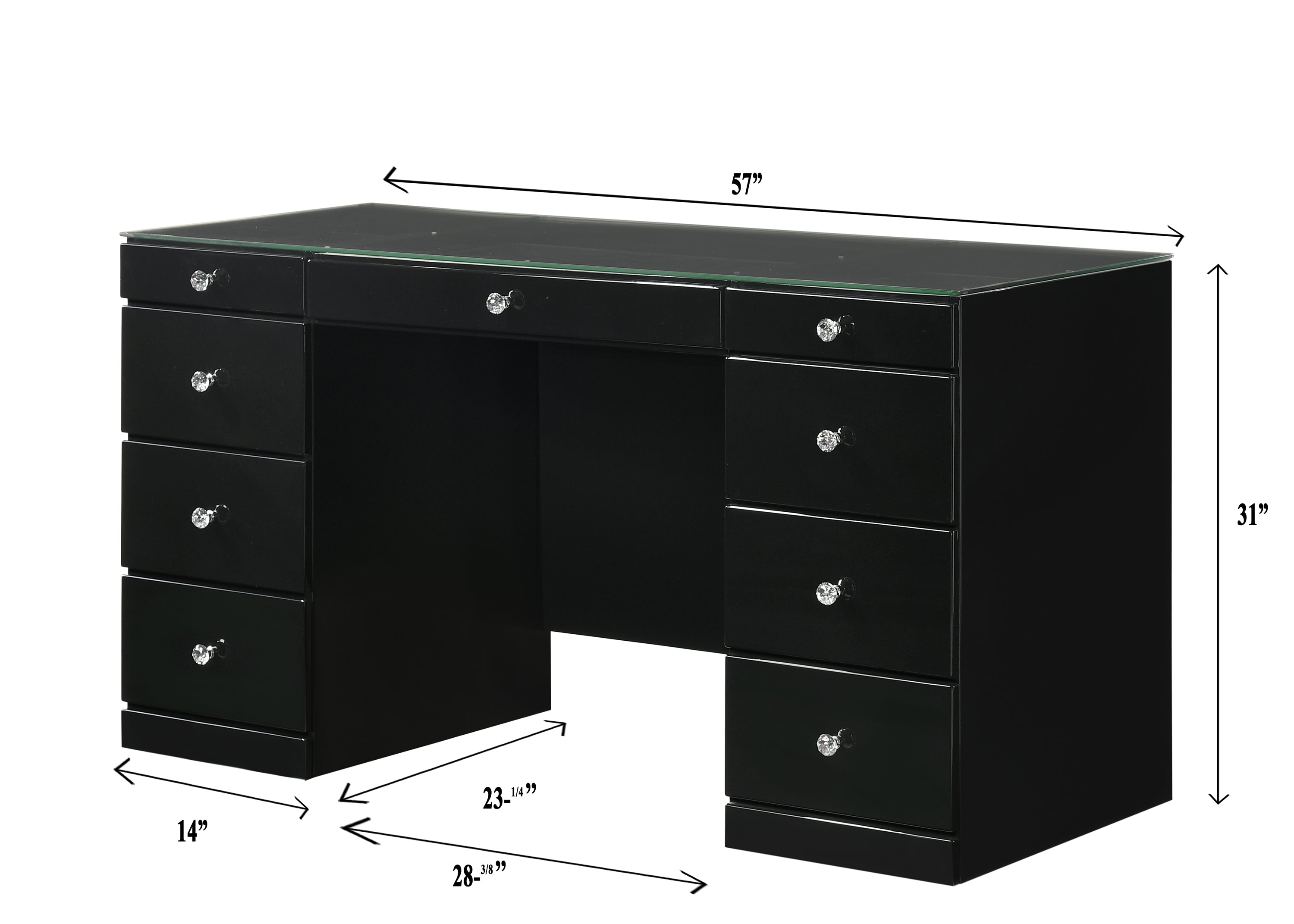 Avery Black Makeup Vanity Set with Lighted Mirror - SET | B4850BK-91-TOP | B4850BK-91-BASE | B4850BK-91-11 - Bien Home Furniture & Electronics