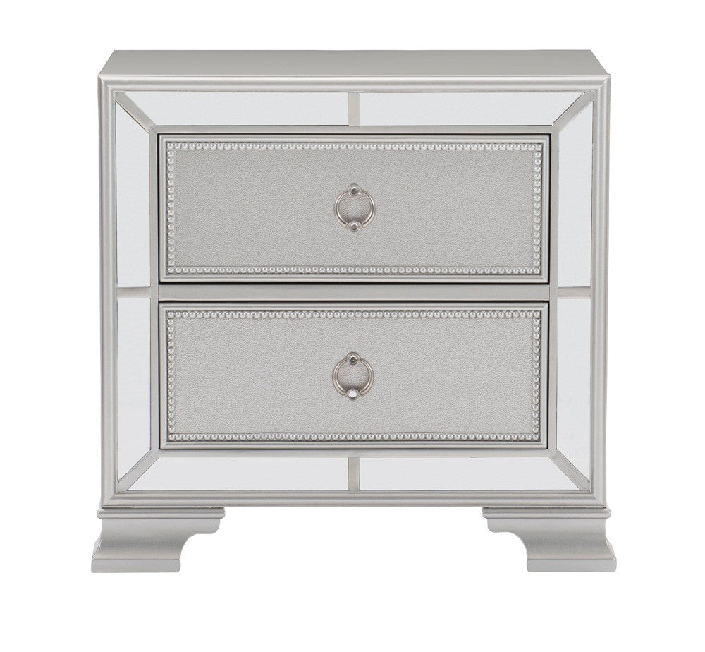 Avondale Silver Mirrored Nightstand - 1646-4 - Bien Home Furniture & Electronics