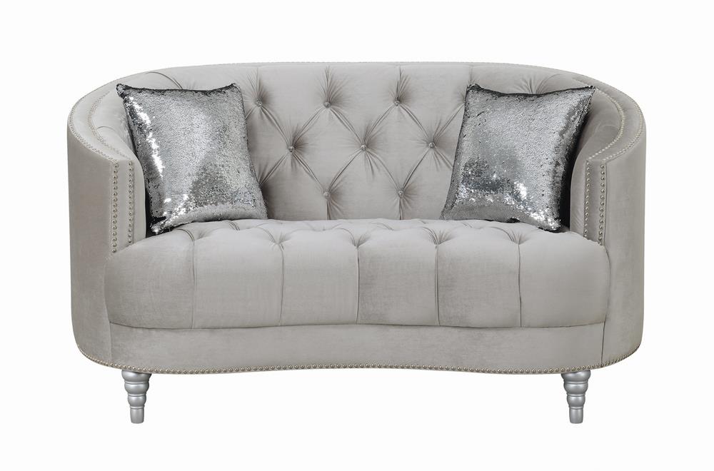 Avonlea Sloped Arm Tufted Loveseat Gray - 508462 - Bien Home Furniture & Electronics