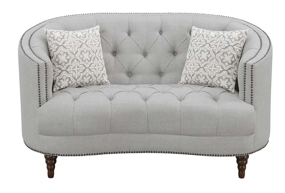 Avonlea Sloped Arm Upholstered Loveseat Trim Gray - 505642 - Bien Home Furniture &amp; Electronics