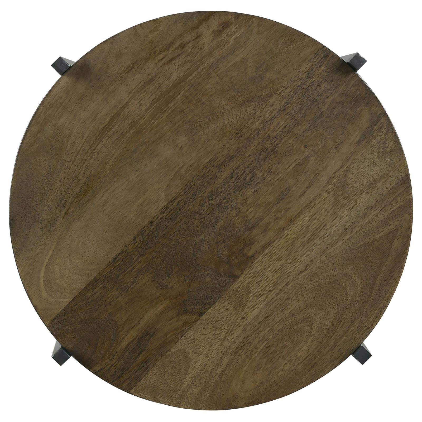 Axel Natural/Gunmetal Round Accent Table with Open Shelf - 935993 - Bien Home Furniture &amp; Electronics