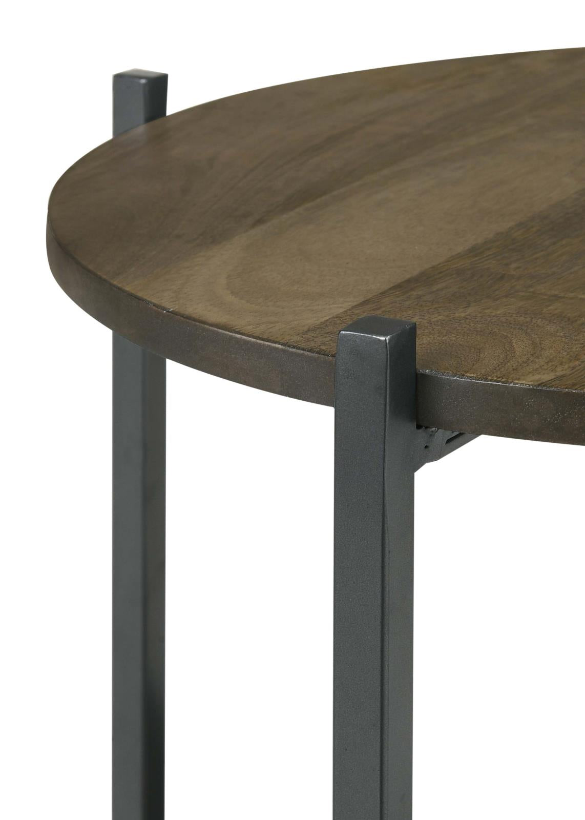 Axel Natural/Gunmetal Round Accent Table with Open Shelf - 935993 - Bien Home Furniture & Electronics