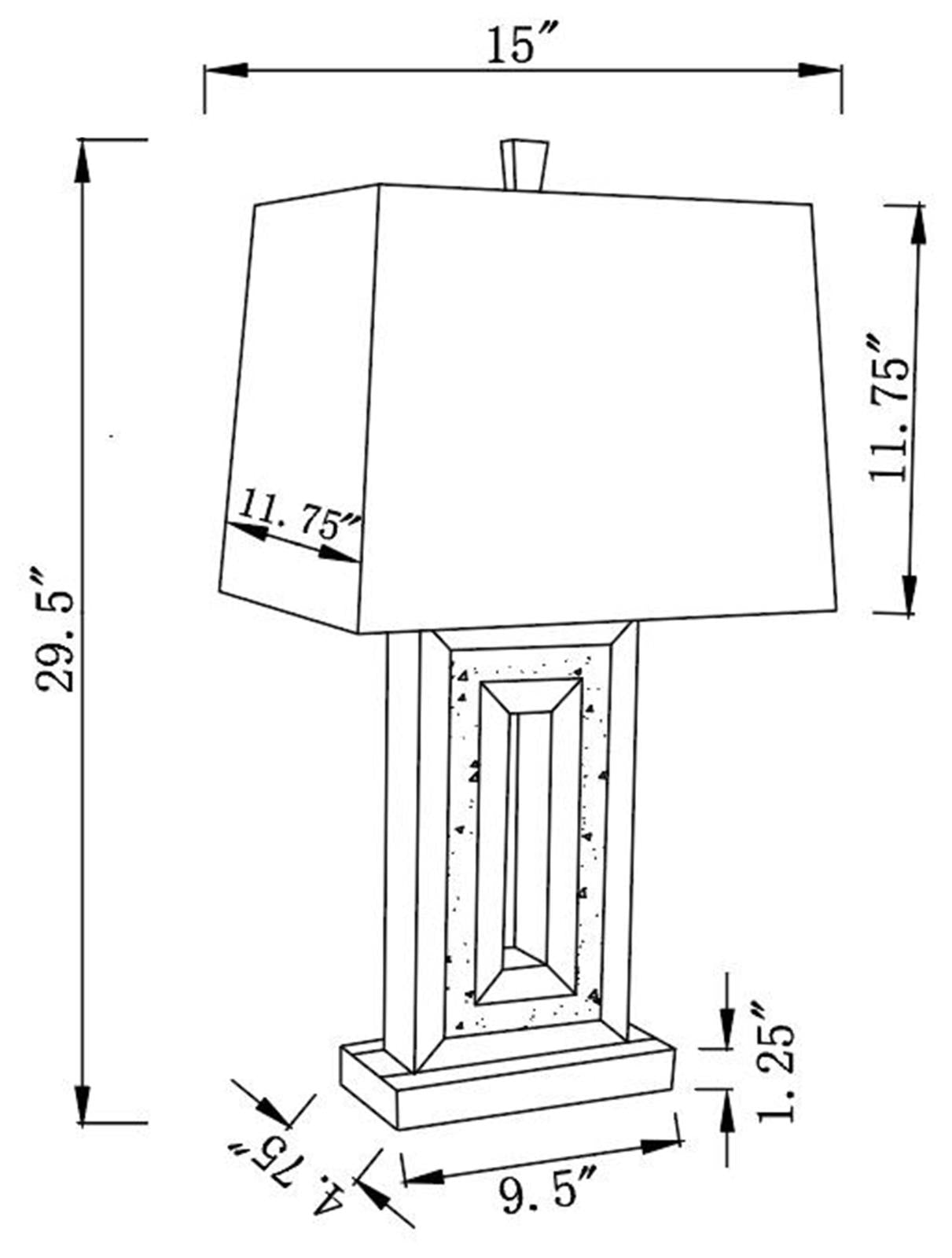 Ayelet Table Lamp with Square Shade White/Mirror - 923288 - Bien Home Furniture & Electronics