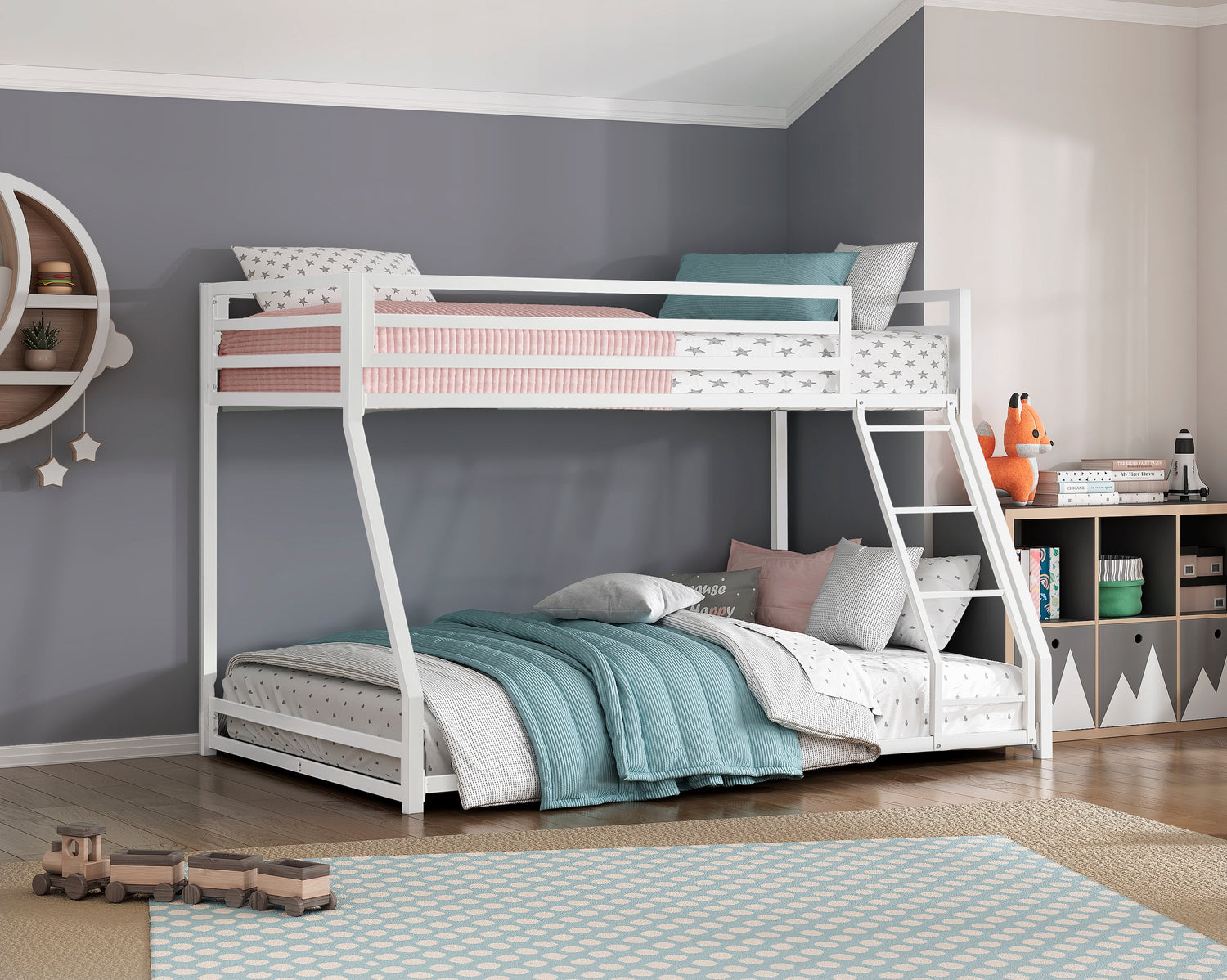 B2010WHTF-1 Twin/Full Bunk Bed - B2010WHTF-1 - Bien Home Furniture & Electronics