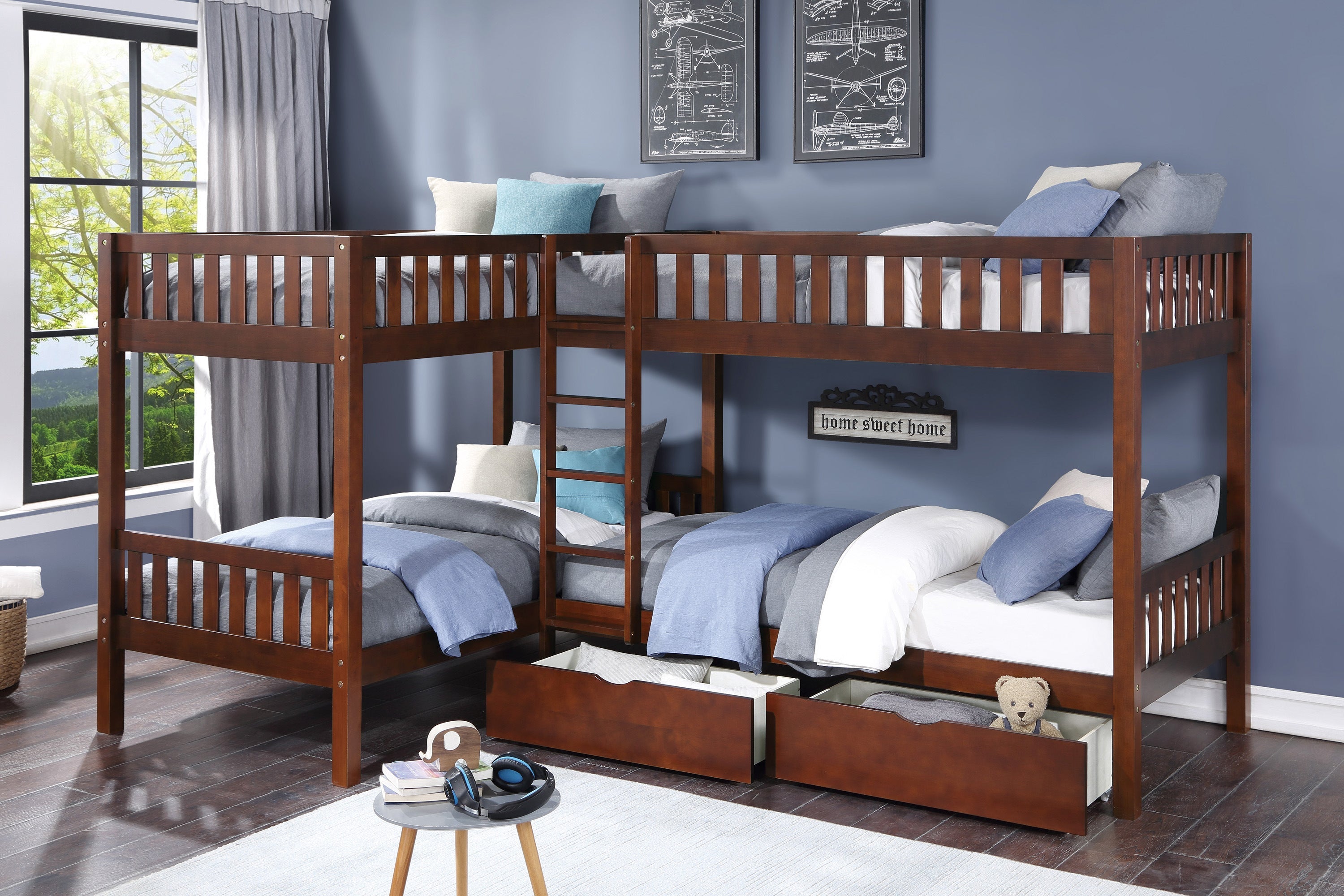 B2013CNDC-1T* (4) Corner Bunk Bed with Storage Boxes - B2013CNDC-1T* - Bien Home Furniture & Electronics