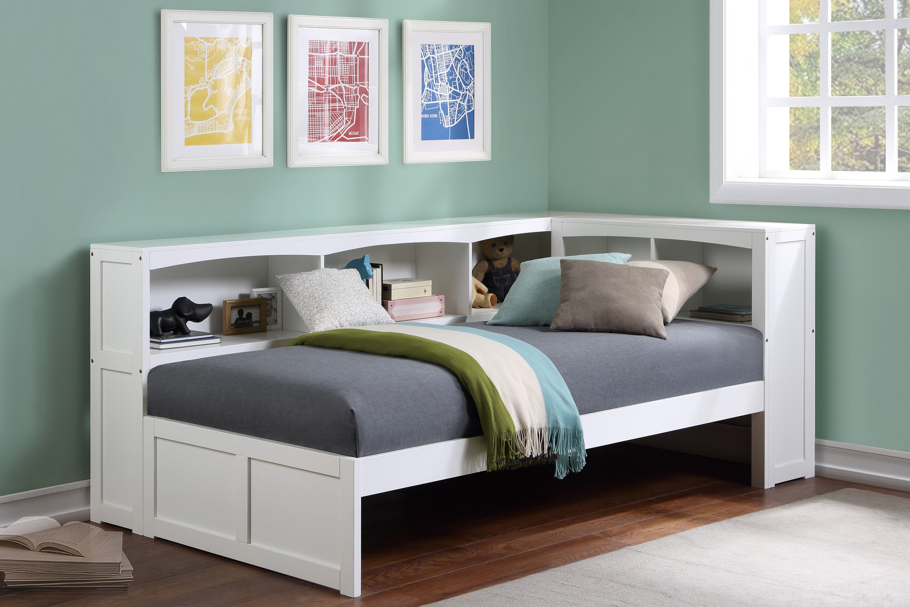 B2053BCW-1BC* (3) Twin Bookcase Corner Bed - B2053BCW-1BC* - Bien Home Furniture & Electronics