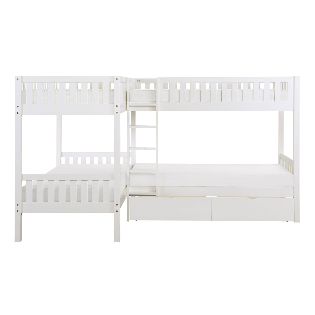B2053CNW-1T* (4) Corner Bunk Bed with Storage Boxes - B2053CNW-1T* - Bien Home Furniture & Electronics