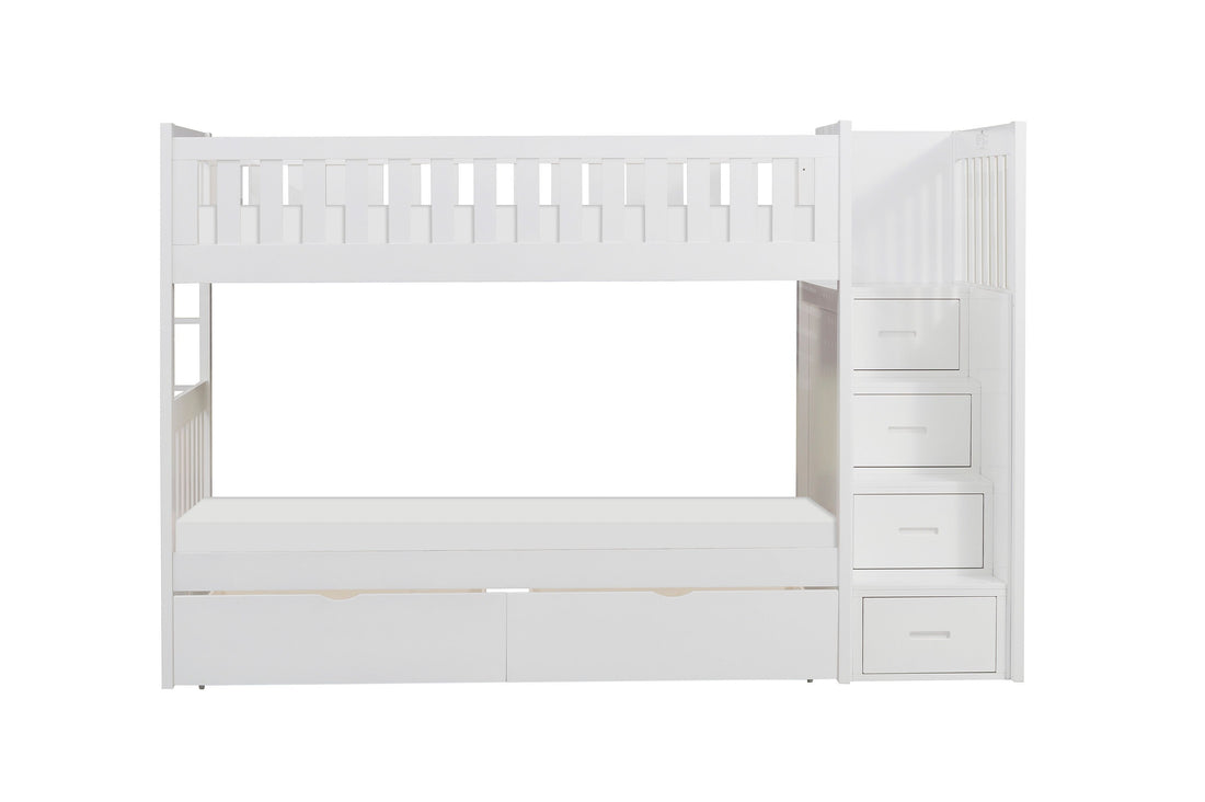 B2053SBW-1*T (5) Twin/Twin Step Bunk Bed with Storage Boxes - B2053SBW-1*T - Bien Home Furniture & Electronics