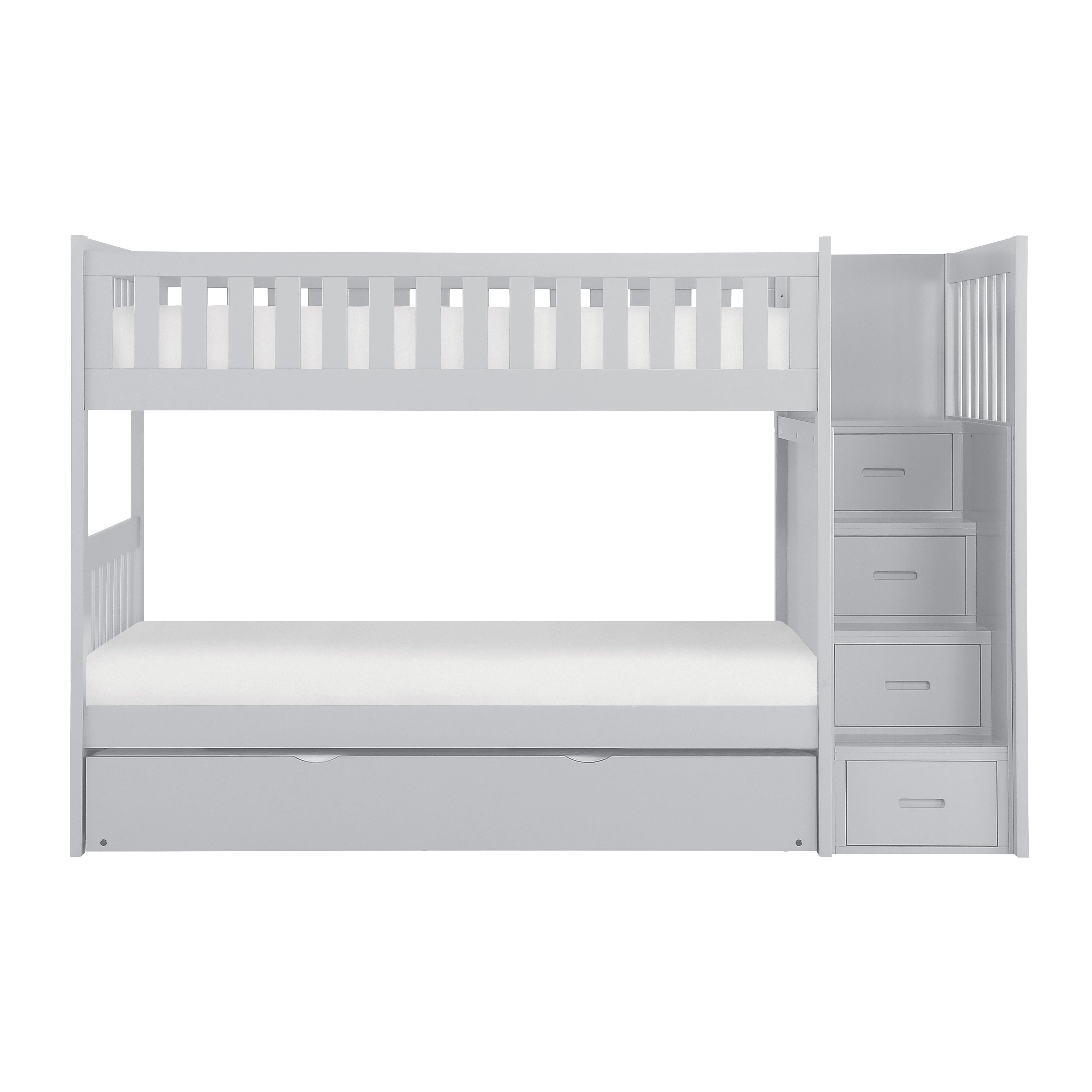 B2063SB-1*R (5) Twin/Twin Step Bunk Bed with Twin Trundle - B2063SB-1*R - Bien Home Furniture & Electronics