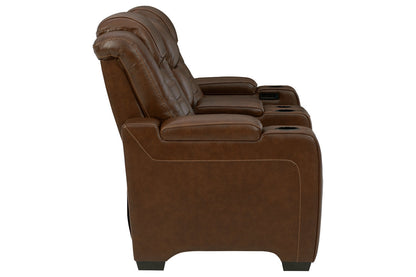 Backtrack Chocolate Power Reclining Loveseat with Console - U2800418 - Bien Home Furniture &amp; Electronics