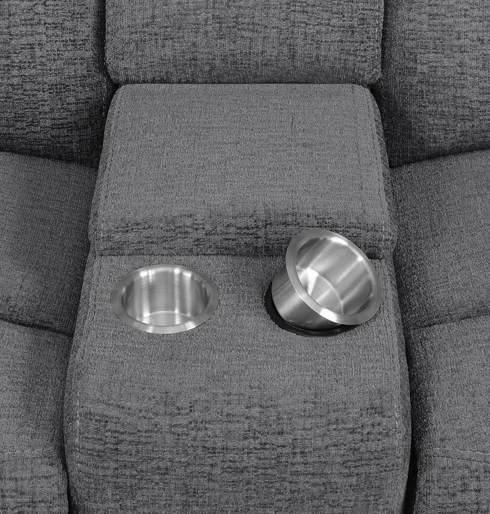 Bahrain 6-Piece Upholstered Motion Sectional Charcoal - 609540 - Bien Home Furniture & Electronics