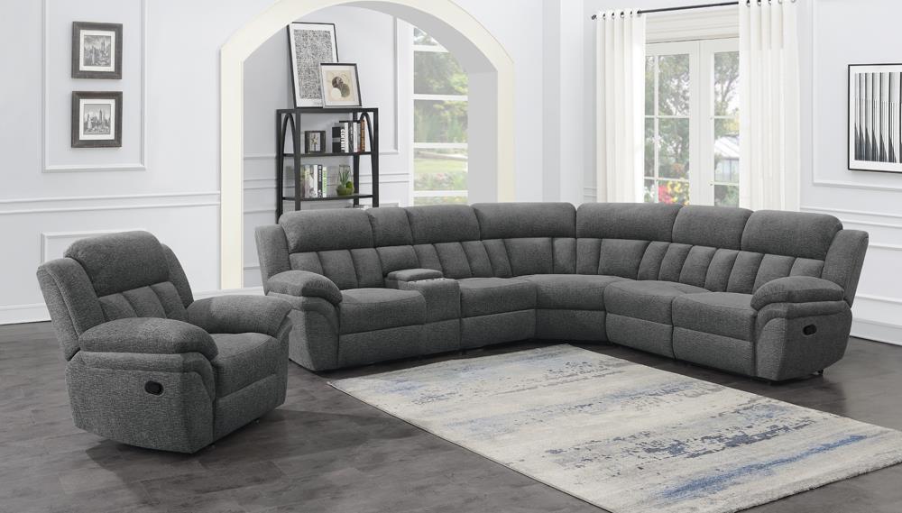 Bahrain 6-Piece Upholstered Motion Sectional Charcoal - 609540 - Bien Home Furniture & Electronics
