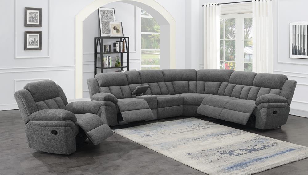 Bahrain 6-Piece Upholstered Motion Sectional Charcoal - 609540 - Bien Home Furniture & Electronics