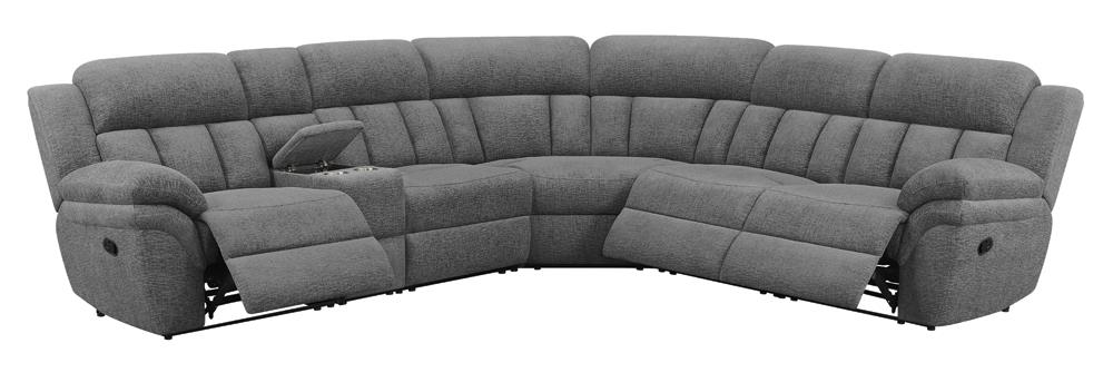Bahrain 6-Piece Upholstered Motion Sectional Charcoal - 609540 - Bien Home Furniture & Electronics