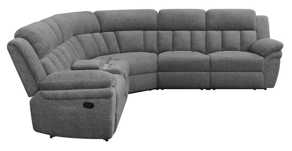 Bahrain 6-Piece Upholstered Motion Sectional Charcoal - 609540 - Bien Home Furniture & Electronics