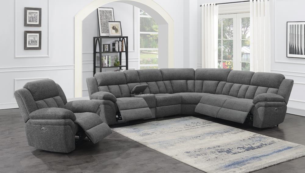 Bahrain 6-Piece Upholstered Power Sectional Charcoal - 609540P - Bien Home Furniture & Electronics